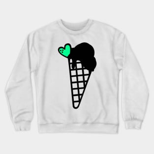 Snow Cone Icecream Black with Mint Crewneck Sweatshirt